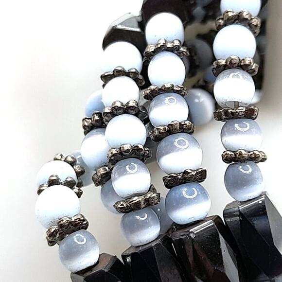 Tiger Eye Hematite Magnetic Wrap Bracelet, Silver Gray Beads, 35 Inches - Picture 3 of 10